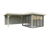 Lenna 412/712 (6x6m | 24,9m²) Lasinen piharakennus liukuovilla (Saatavana tuplalasilla)