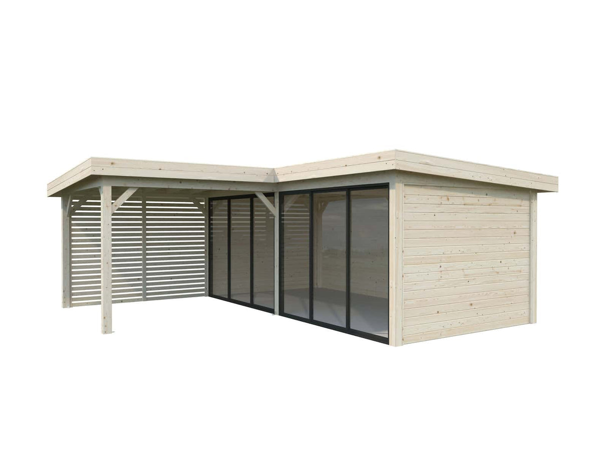 Lenna 413/713 (6x6m | 24,9m²) Lasinen piharakennus liukuovilla (Saatavana tuplalasilla)