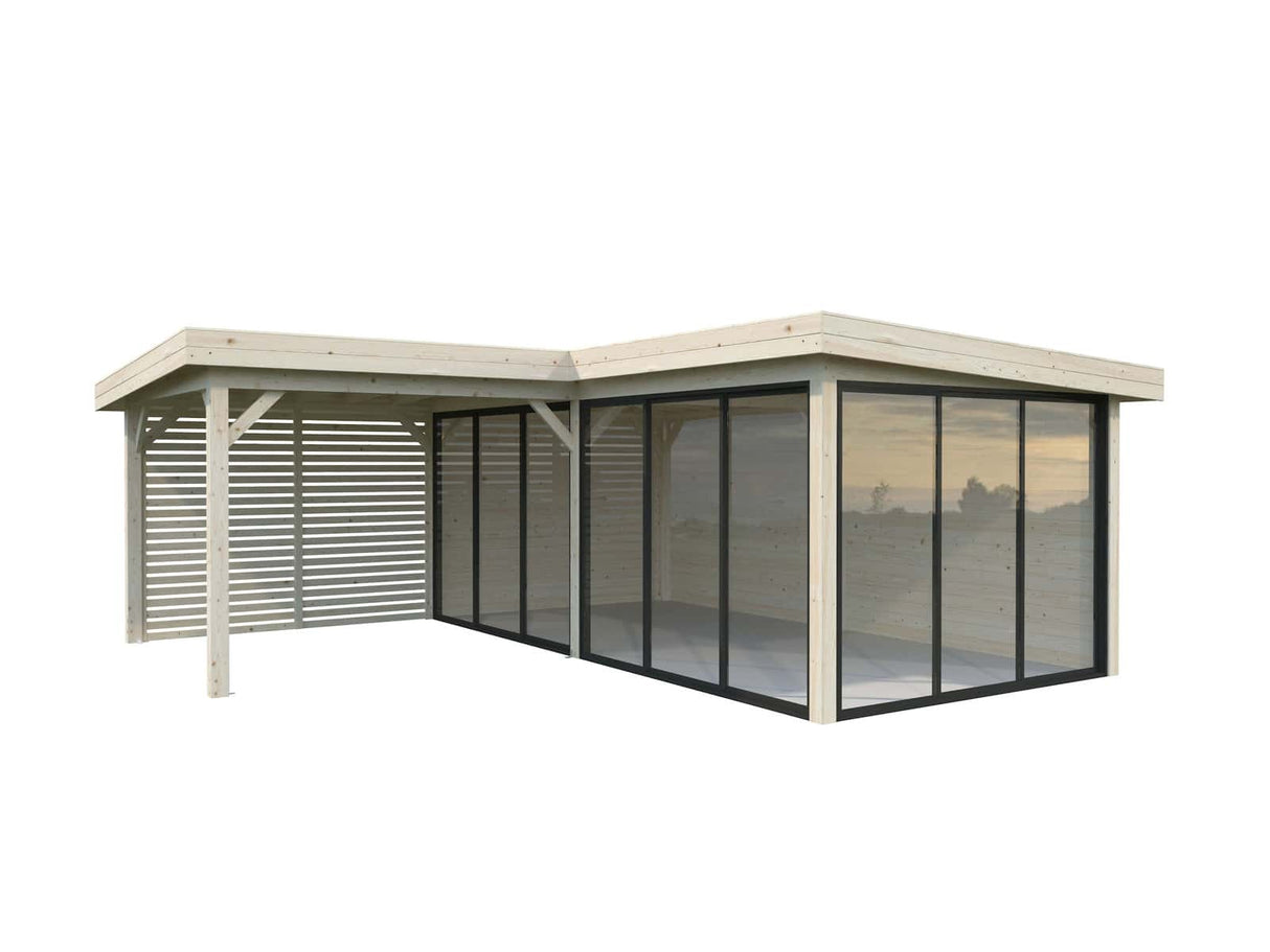 Lenna 414/714 (6x6m | 24,9m²) Lasinen piharakennus liukuovilla (Saatavana tuplalasilla)