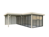 Lenna 414/714 (6x6m | 24,9m²) Lasinen piharakennus liukuovilla (Saatavana tuplalasilla)