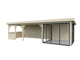 Lenna 416/716 (9x3m | 24,9m²) Lasinen piharakennus liukuovilla (Saatavana tuplalasilla)