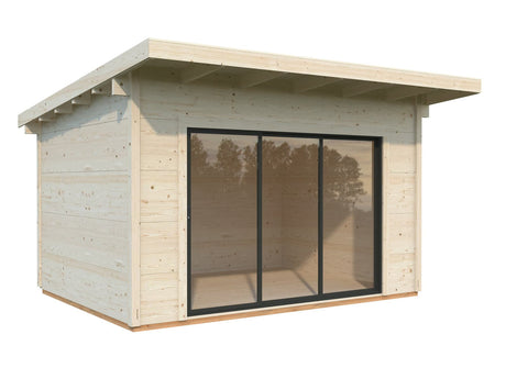 Grace (4x3m | 11,2m² | 56mm) Lliimapuinen piharakennus kaksilasitetuilla liukuovilla