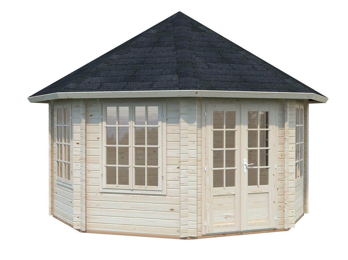 Hanna (4,2m halkaisija | 14,1m² | 44mm) Kahdeksankulmainen kesämökki-huvimaja