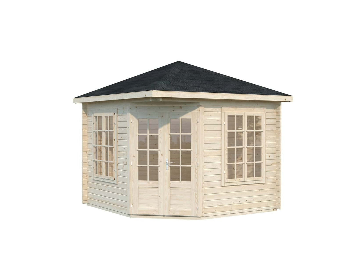 Melanie XS (2,8x2,8m | 6,9m² | 44mm) Kompakti perinteinen kulmamökki