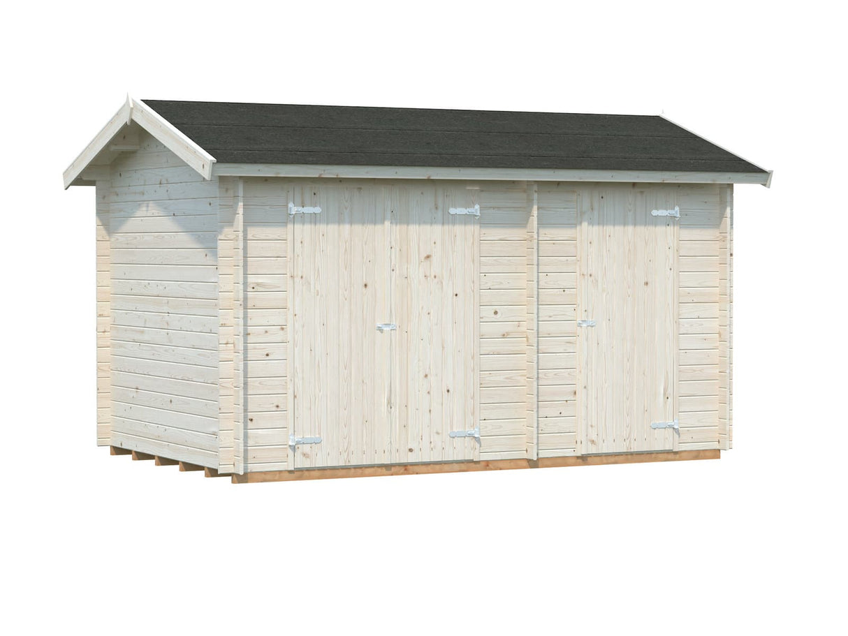 Jari M (4,1x2,6m | 8,9m² | 28mm) Perinteinen kaksihuoneinen hirsivarasto