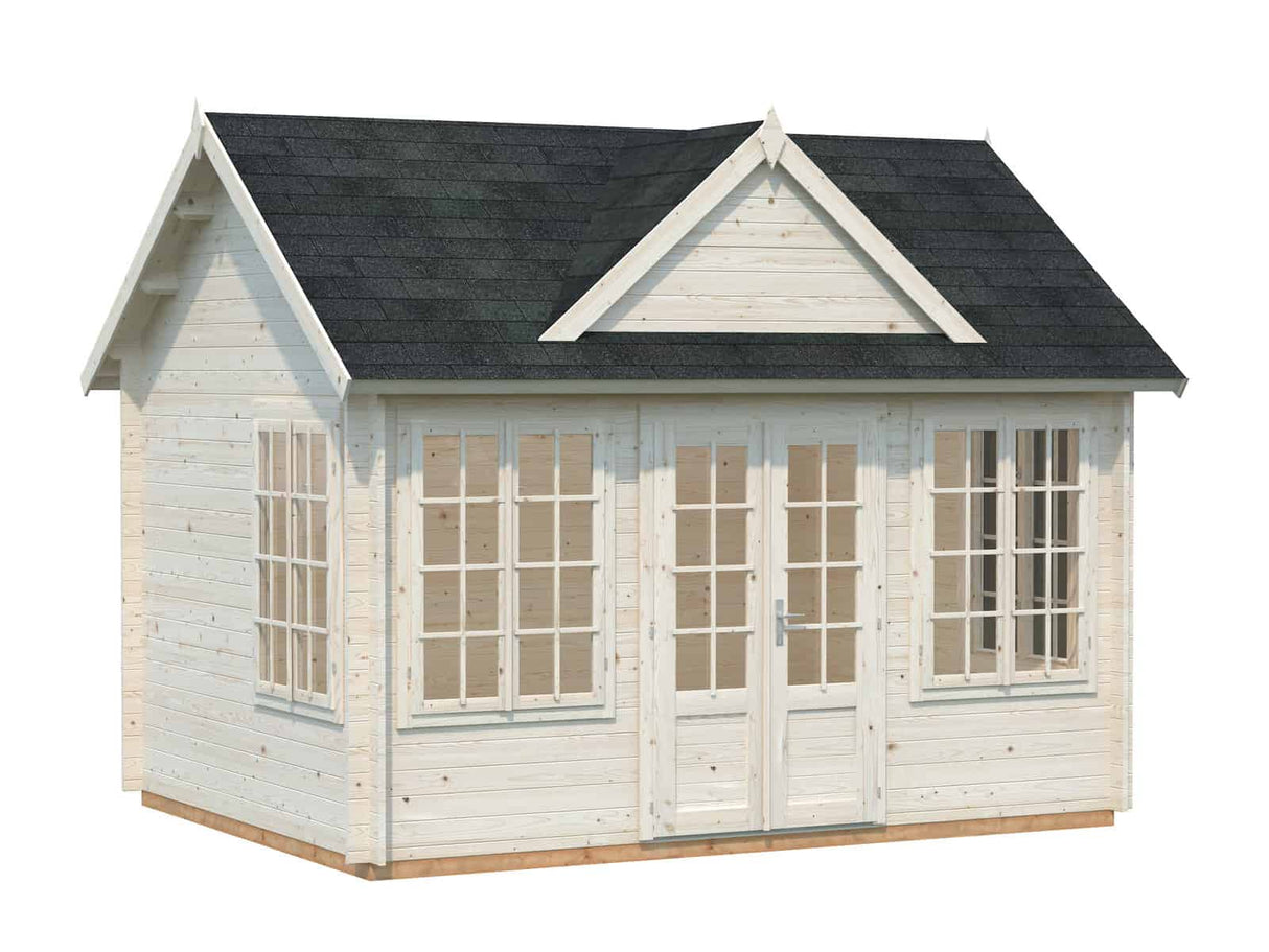 Claudia M (4,2x3,2m | 11,5m² | 34mm) Clockhouse-tyylinen pihamökki