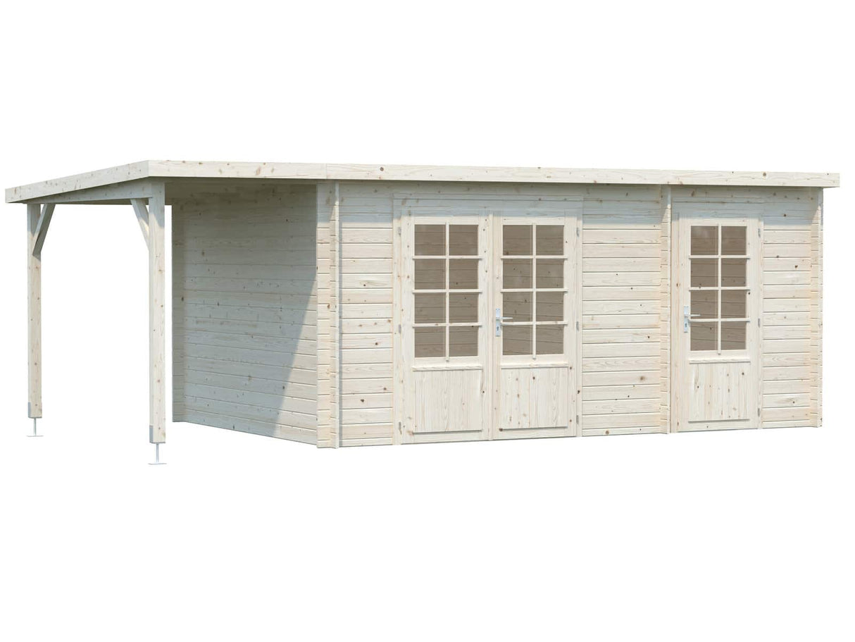 Ella (6,1x3,2m | 13,1+3,9m² | 28mm) Pulpettikattoinen kesämökki