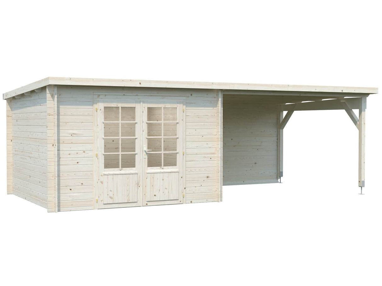 Ella (6,7x3,2m | 8,7+10,0m² | 28mm) Pulpettikattoinen kesämökki