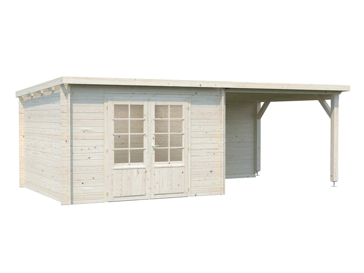 Ella (6,1x3,2m | 8,7+8,2m² | 28mm) Pulpettikattoinen kesämökki