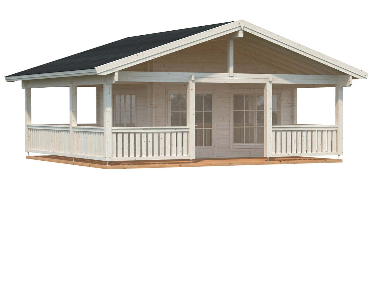 Agneta L (6,5x7,5m | 18,8+28,8m² | 44mm) Kesämökki isolla terassilla