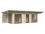 Cecilia M (7,8x3,3m | 21,8m² | 70mm) Kolmehuoneinen moderni kesämökki alumiiniovilla ja -ikkunoilla