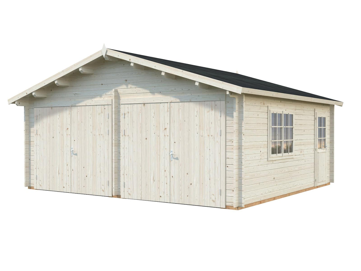 Roger XL (6x5,3m | 28,4m² | 44mm) Tupla-autotalli puuovilla