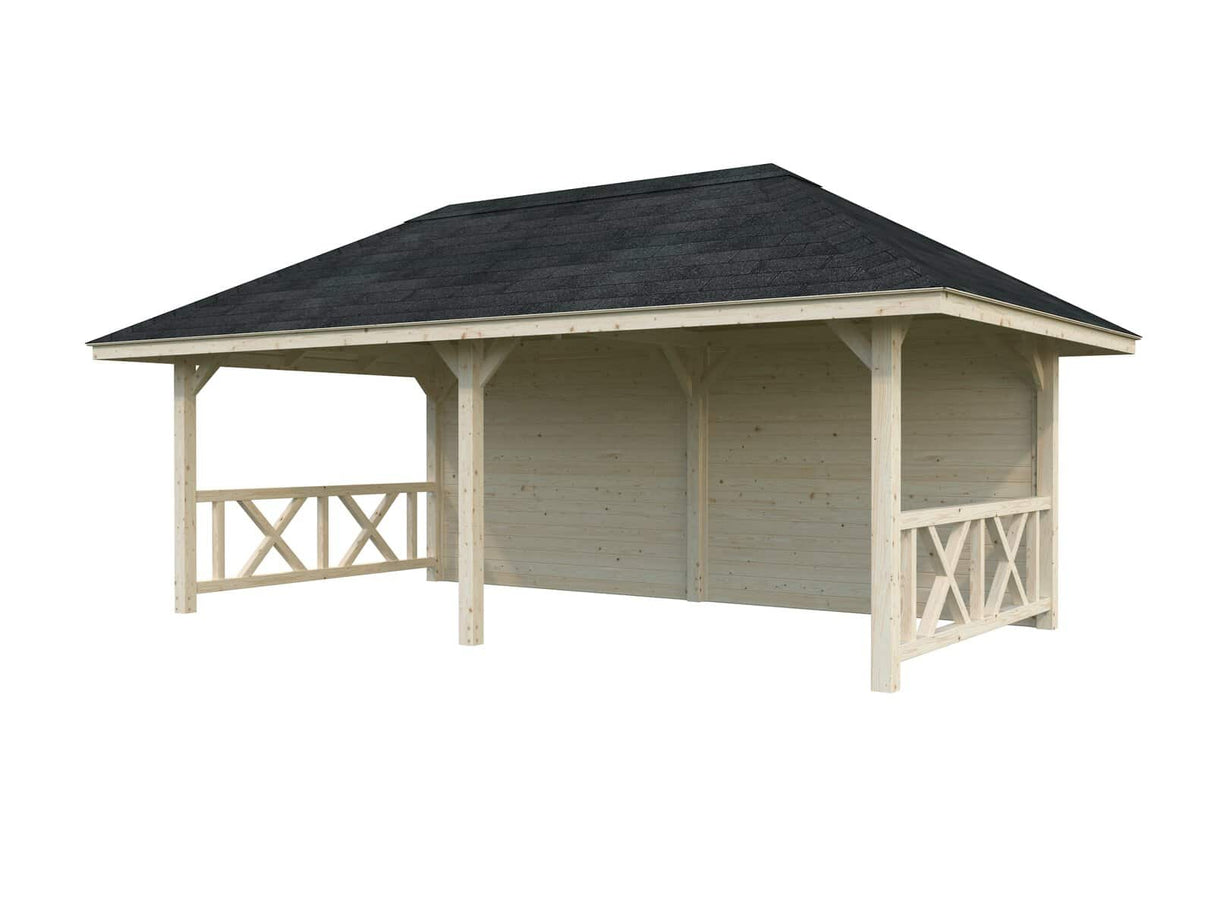 Bianca 108 (6x3m | 16,6m²) iso huvimaja kiinteällä takaseinällä