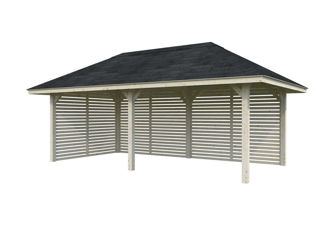 Bianca 109 (6x3m | 16,6m²) suuri kulmapaviljonki sälekaihdinseinillä