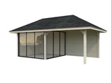 Bianca 205/505 (6x3m | 16,6m²) lasinen piharakennus terassilla (saatavana tuplalasilla)