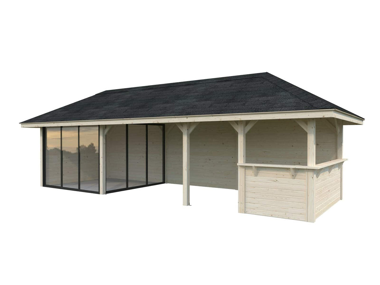 Bianca 215/515 (9x3m | 24,9m²) piharakennus liukuovilla (saatavana tuplalasilla)