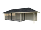 Bianca 217/517 (9x3m | 24,9m²) piharakennus liukuovilla (saatavana tuplalasilla)