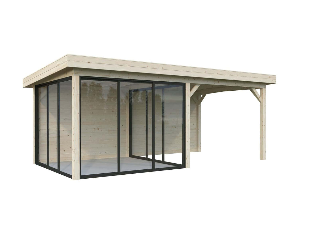 Lenna 406/706 (6x3m | 16,6m²) Lasinen piharakennus liukuovilla (Saatavana tuplalasilla)
