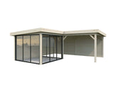 Lenna 412/712 (6x6m | 24,9m²) Lasinen piharakennus liukuovilla (Saatavana tuplalasilla)