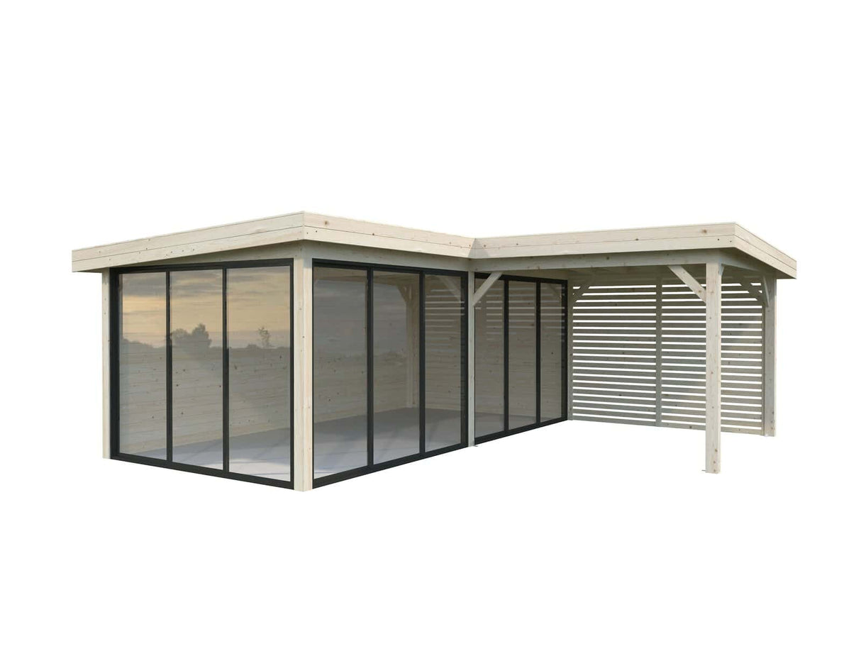 Lenna 414/714 (6x6m | 24,9m²) Lasinen piharakennus liukuovilla (Saatavana tuplalasilla)