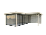 Lenna 414/714 (6x6m | 24,9m²) Lasinen piharakennus liukuovilla (Saatavana tuplalasilla)