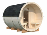 Anita L (2,2x2,9m | 1,6+0,7m² | 42mm) puinen tynnyrisauna