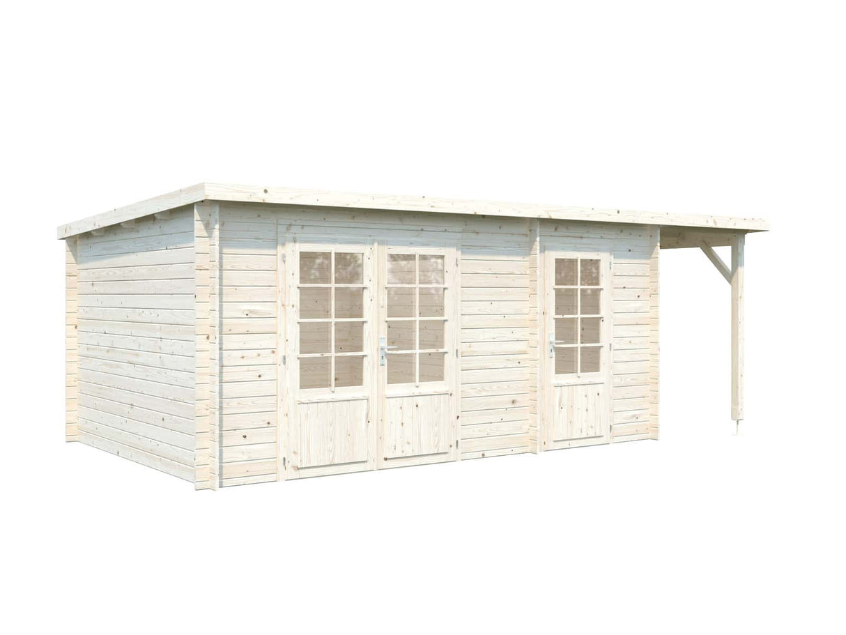 Ella (6,1x3,2m | 13,1+3,9m² | 28mm) Pulpettikattoinen kesämökki