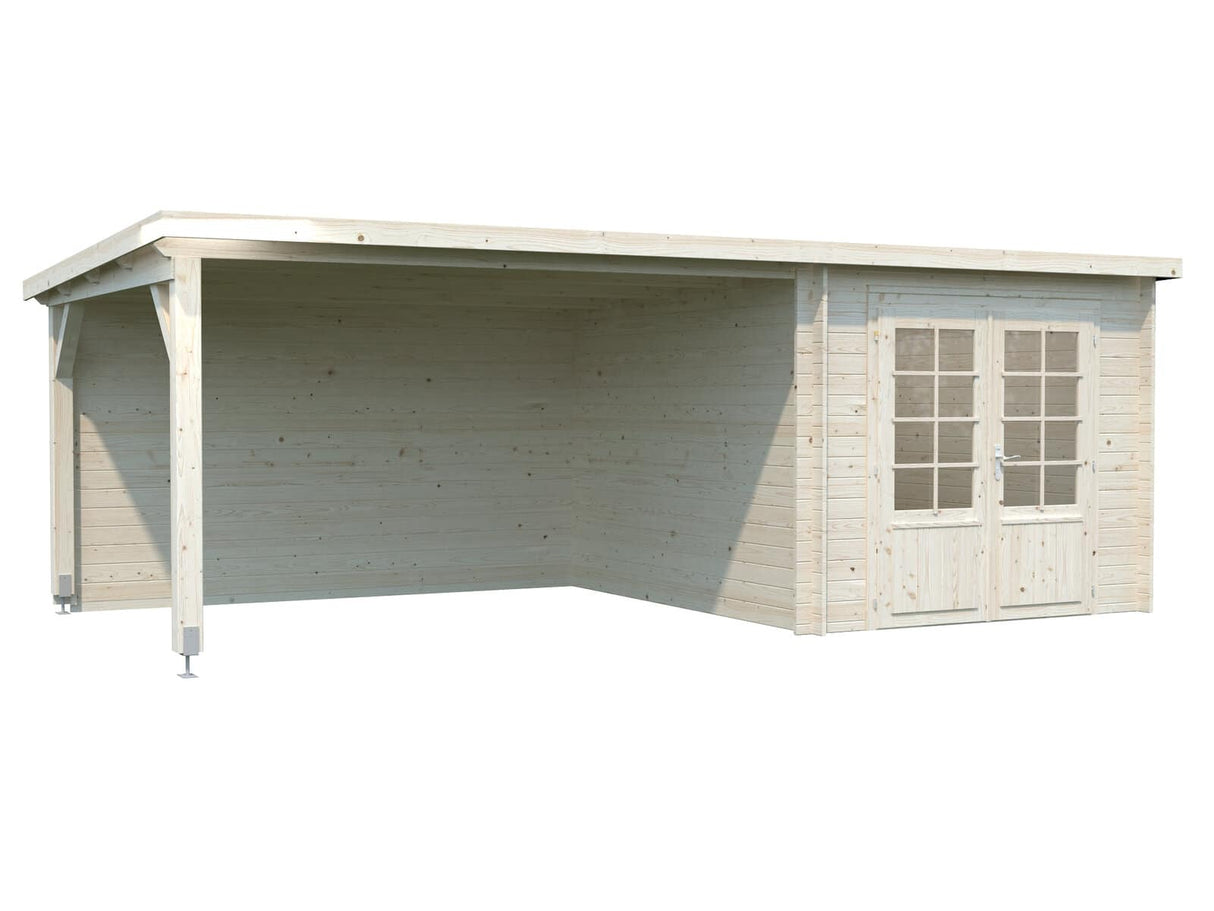 Ella (6,1x3,2m | 6,9+10,0m² | 28mm) Pulpettikattoinen kesämökki
