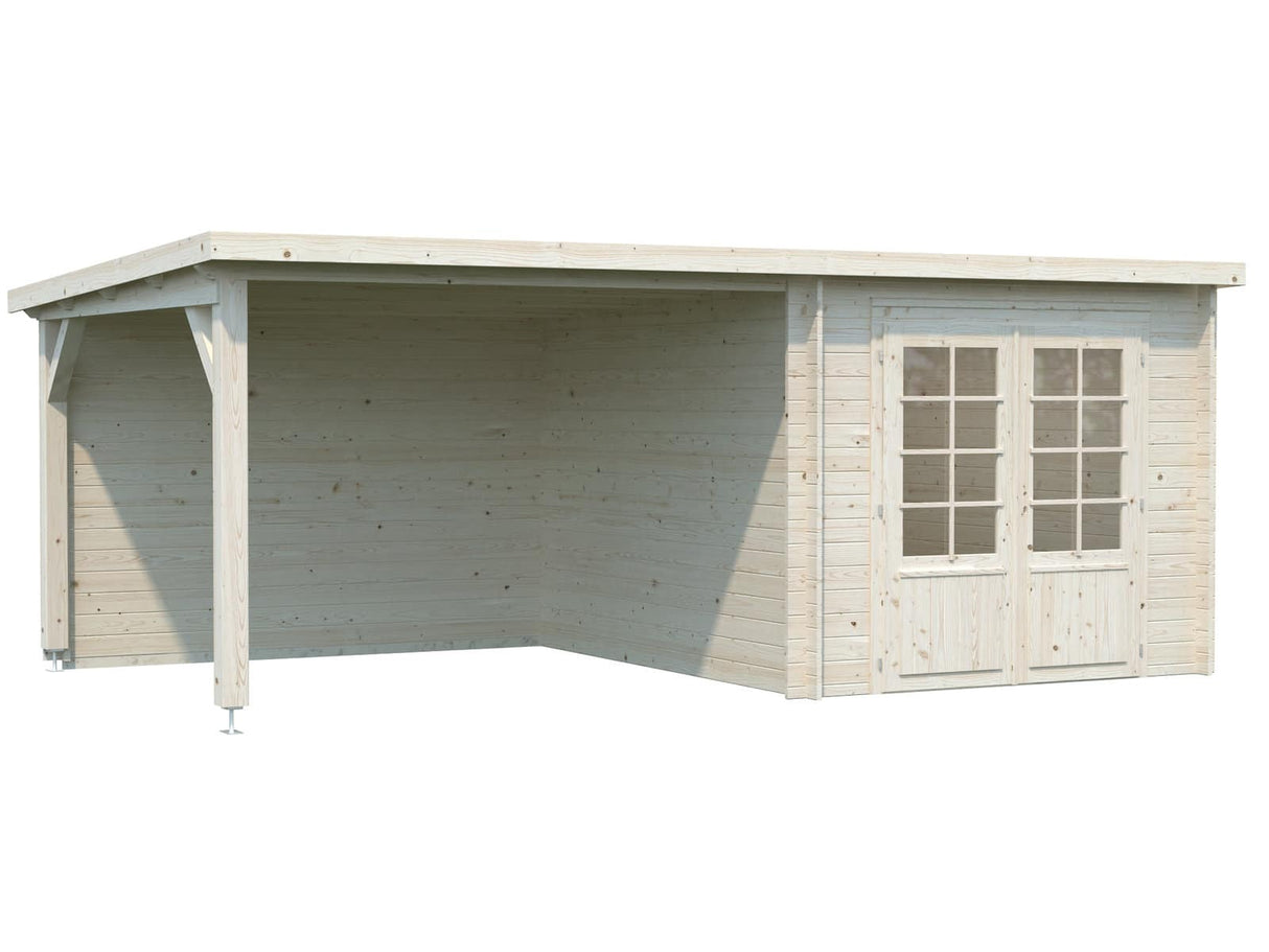 Ella (5,5x3,2m | 6,9+8,2m² | 28mm) Pulpettikattoinen kesämökki