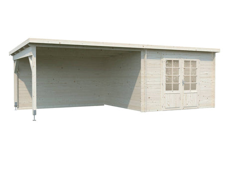 Ella (6,7x3,2m | 8,7+10,0m² | 28mm) Pulpettikattoinen kesämökki