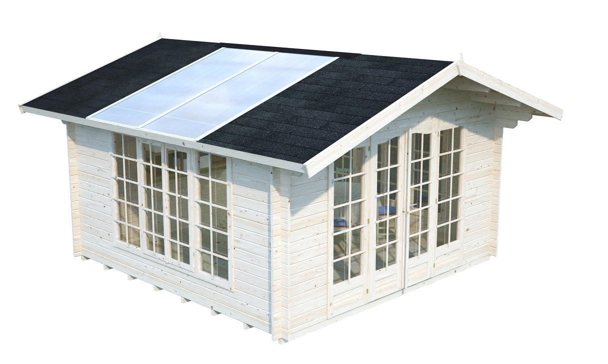 Irene (4x4m | 13,9m² | 34mm) Valoisa kesämökki läpinäkyvillä kattopaneeleilla