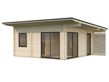 Cecilia L (5,6x5,6m | 27,2m² | 70mm) Tilava 2,5-huoneinen moderni kesämökki alumiiniovilla ja -ikkunoilla