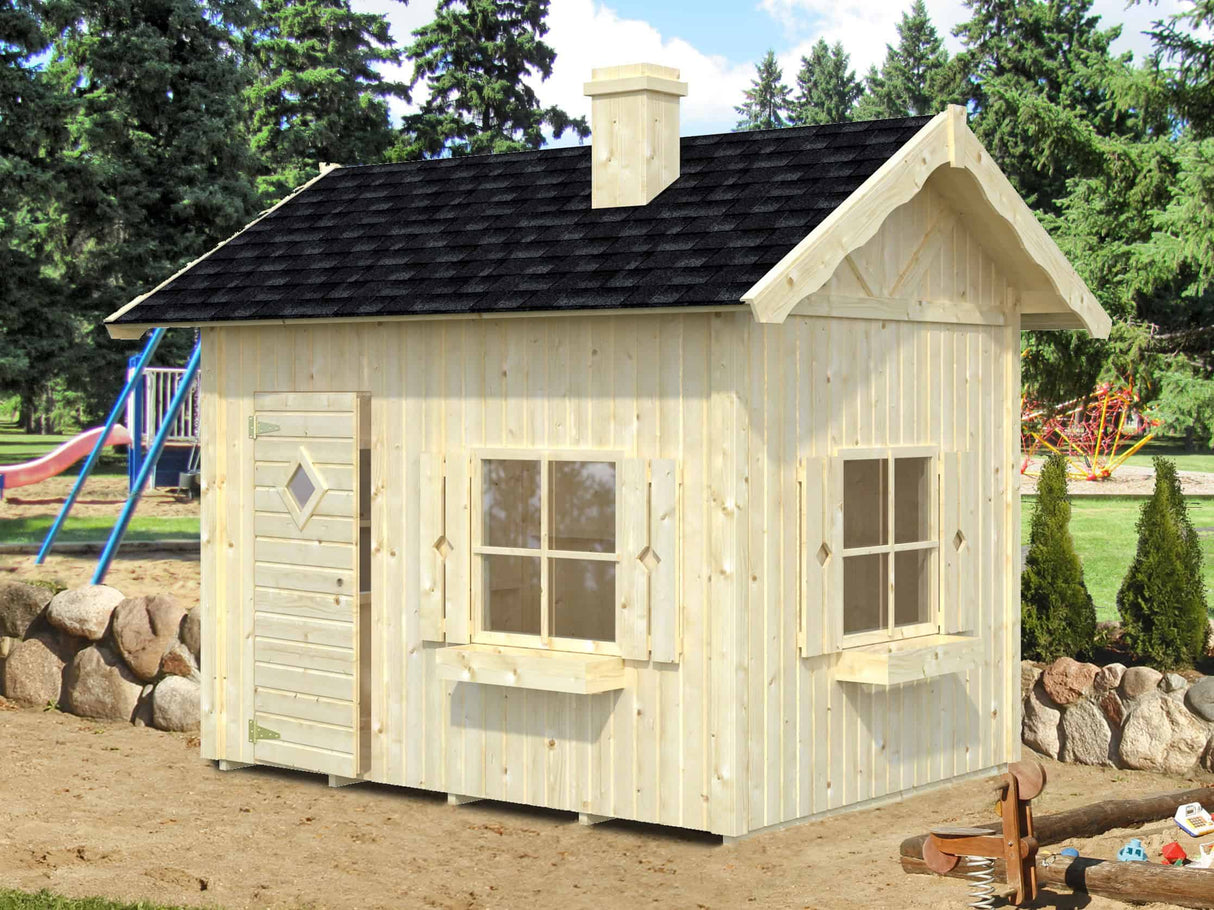 Grete (2,3x1,8m | 3,7m² | 16mm) Leikkimökki