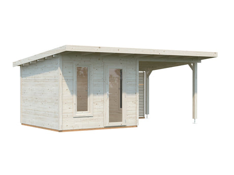Grace (5,6x2,9m | 8,1+8,1m² | 56mm) Liimapuinen piharakennus katoksella