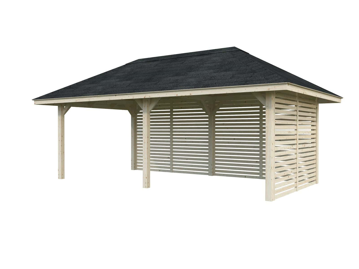 Bianca 109 (6x3m | 16,6m²) suuri kulmapaviljonki sälekaihdinseinillä