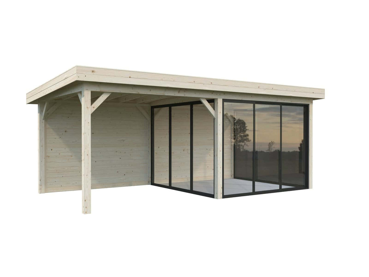 Lenna 406/706 (6x3m | 16,6m²) Lasinen piharakennus liukuovilla (Saatavana tuplalasilla)