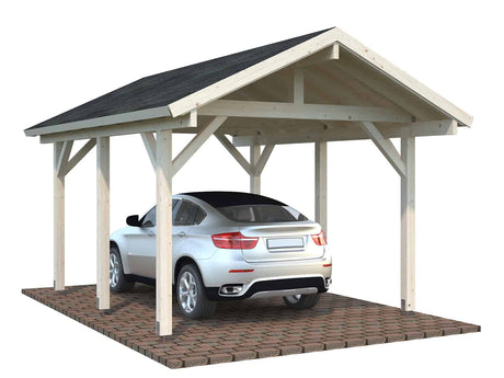 Robert S (3,2x3,7m | 11,7m²) Harjakattoinen autokatos tai puutarhapaviljonki