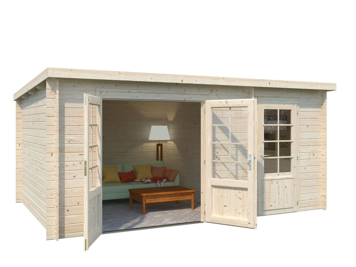 Ella (4,7x3,2m | 13,1m² | 28mm) Kaksihuoneinen pulpettikattoinen kesämökki