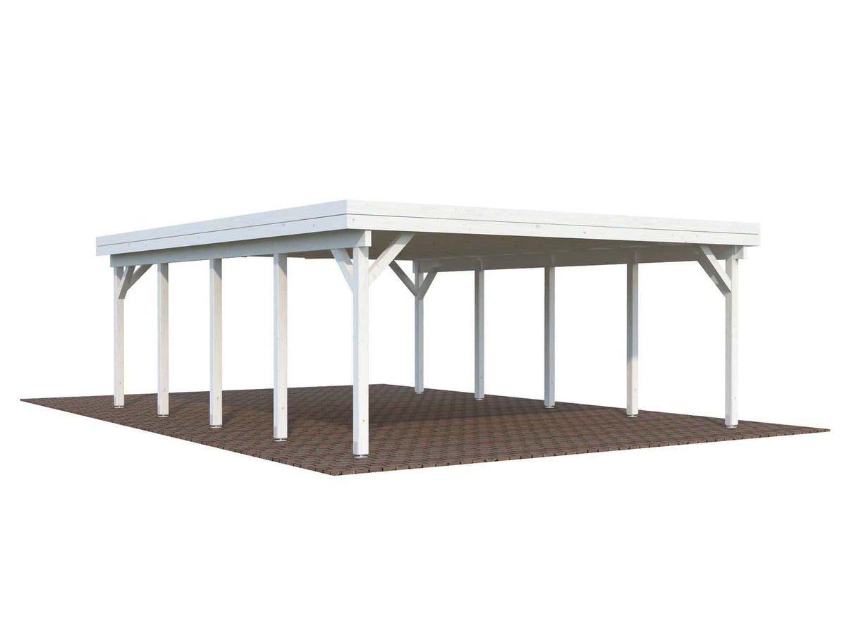 Karl XL (6,0x7,6m | 40,6m²) Tasakattoinen kahden auton autokatos tai suuri paviljonki