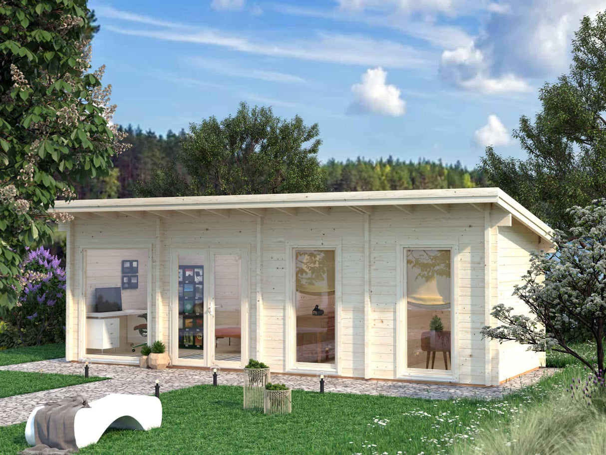 Heidi L (8,4x3,2m | 22,5m² | 70mm) Moderni 3-huoneinen kesämökki