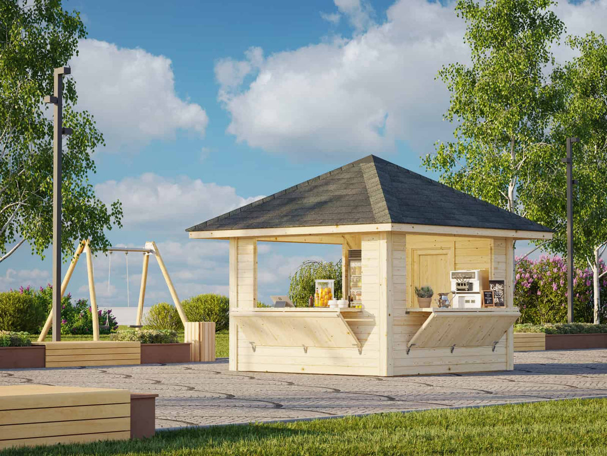 Bianca 106 (3x3m | 8,3m²) kioski kolmella luukulla