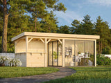 Lenna 408/708 (6x3m | 16,6m²) Lasinen piharakennus liukuovilla (Saatavana tuplalasilla)