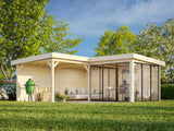 Lenna 412/712 (6x6m | 24,9m²) Lasinen piharakennus liukuovilla (Saatavana tuplalasilla)