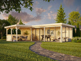Lenna 421/721 (9x6m | 33,2m²) Lasinen piharakennus liukuovilla (Saatavana tuplalasilla)