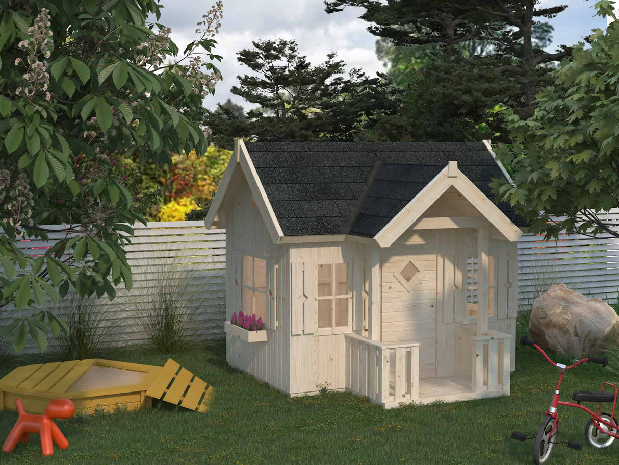 Jennie (2,3x1,6m | 3,6m² | 16mm) Leikkimökki
