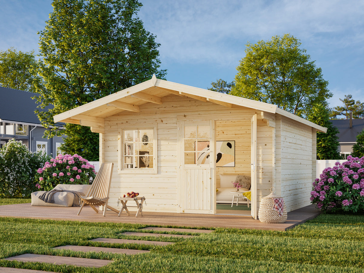 Britta S (4,1x4,1m | 14,6m² | 40mm) Sveitsiläistyylinen pihamökki
