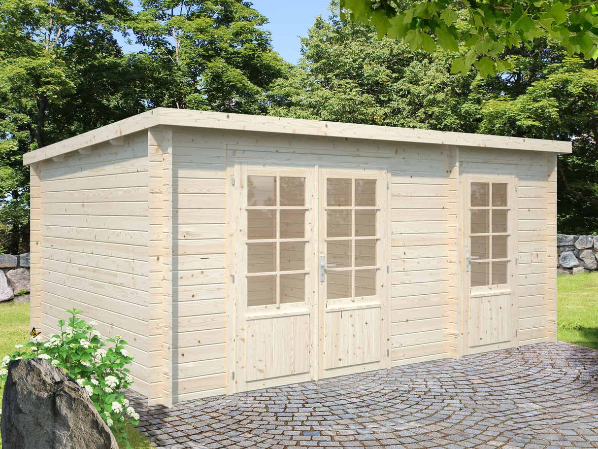 Ella (4,7x3,2m | 13,1m² | 28mm) Kaksihuoneinen pulpettikattoinen kesämökki