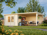 Ella (6,7x3,2m | 8,7+10,0m² | 28mm) Pulpettikattoinen kesämökki