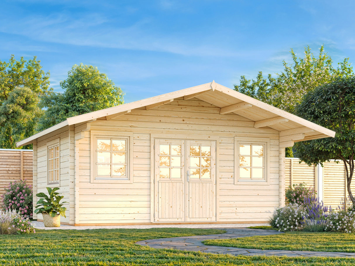 Helena XL (5,3x5,3m | 24,6m² | 70mm) Perinteinen kevythirsimökki