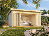 Lea M (4,5x3,3m | 14,2m² | 44mm) Tilava pulpettikattoinen piharakennus taitto-ovilla